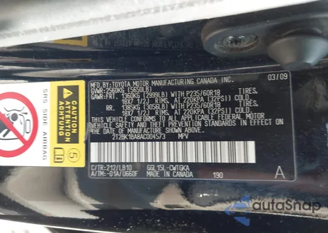 2010 Lexus Rx 350 из США, поврежденный, VIN 2T2BK1BA8AC004573